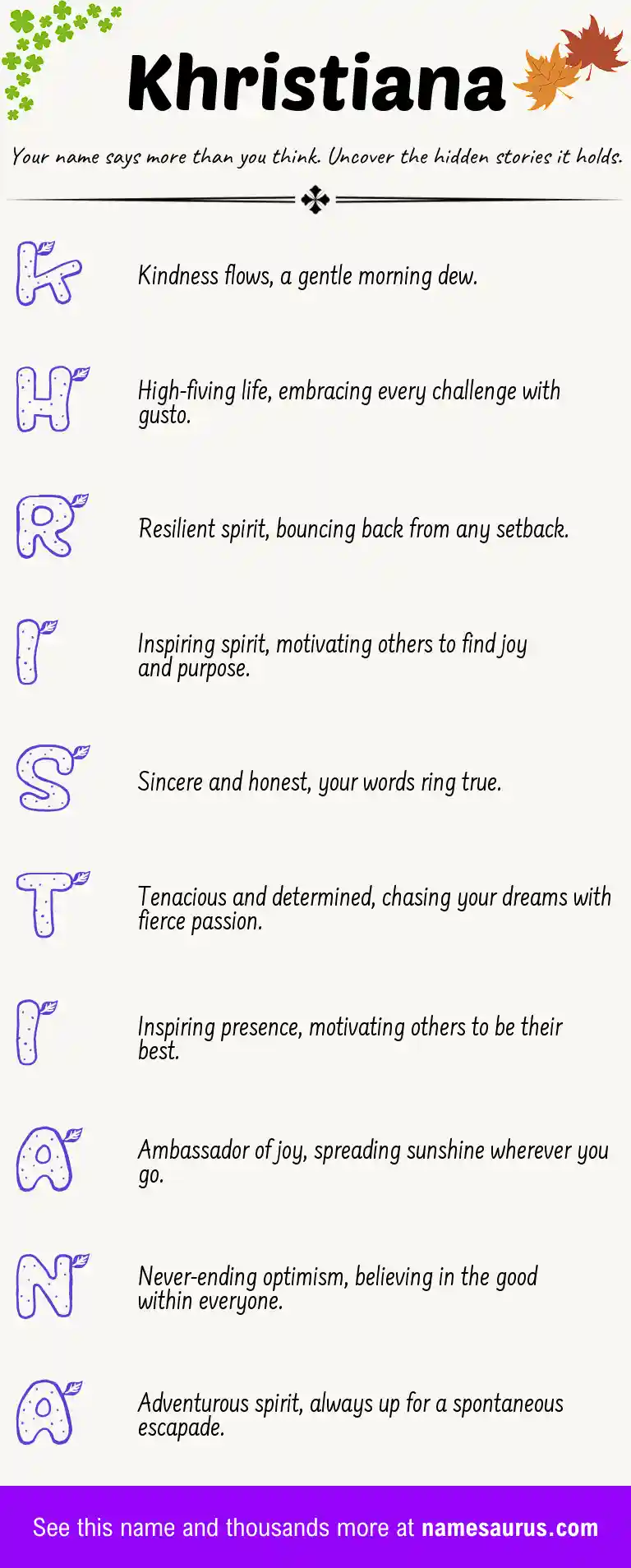 Acrostic poem about Khristiana.