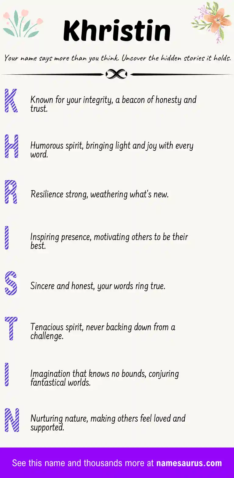 Acrostic poem about Khristin.