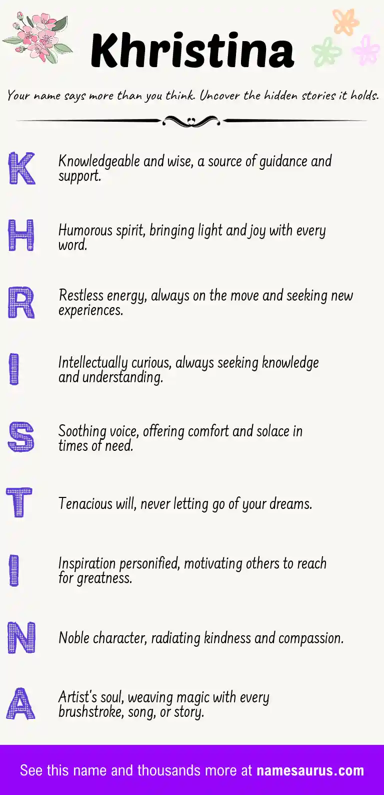 Acrostic poem about Khristina.