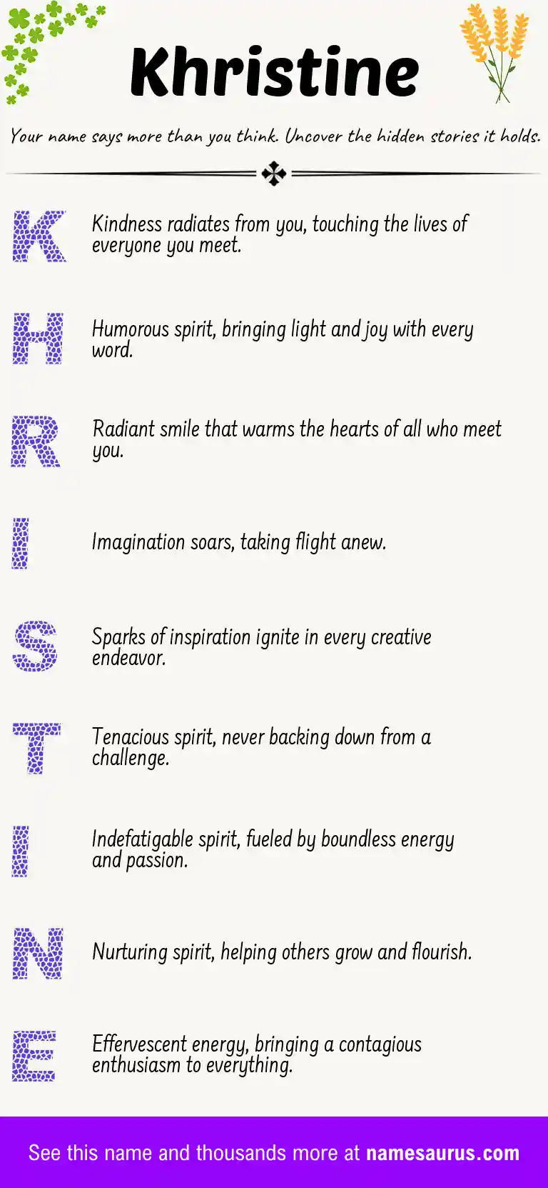 Acrostic poem about Khristine.