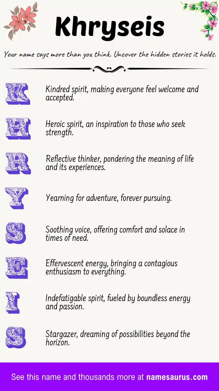 Acrostic poem about Khryseis.