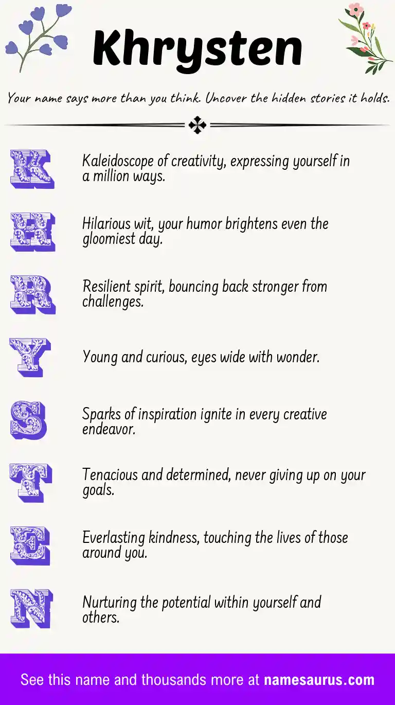 Acrostic poem about Khrysten.