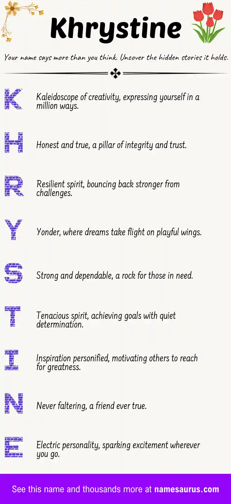 Acrostic poem about Khrystine.