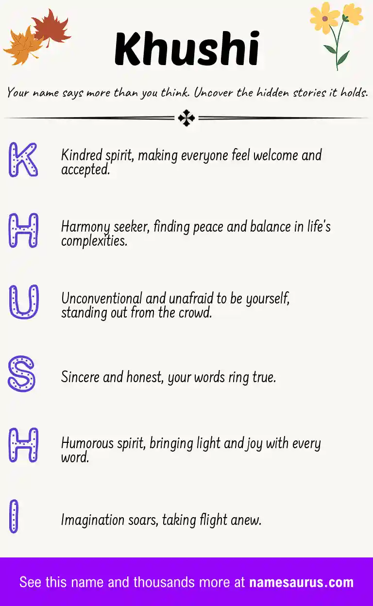 Acrostic poem about Khushi.