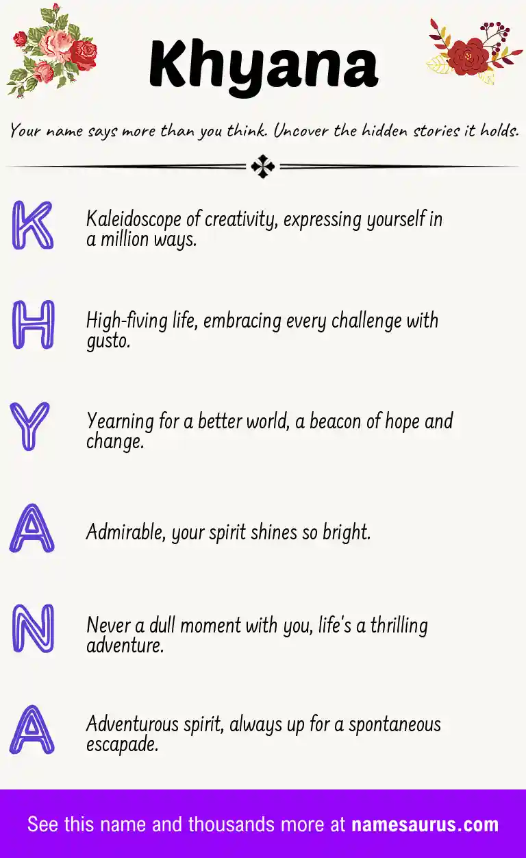 Acrostic poem about Khyana.