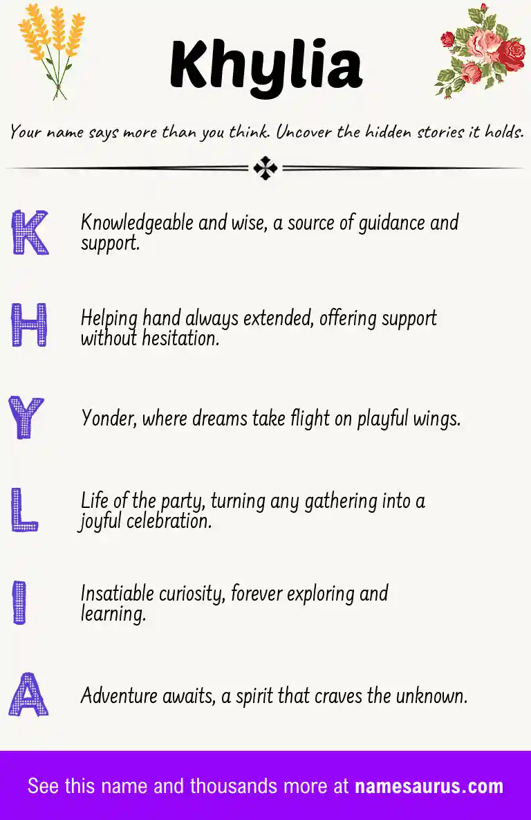 Acrostic poem about Khylia.