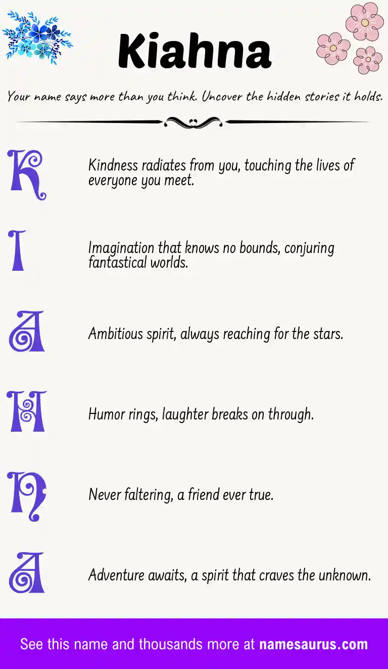 Acrostic poem about Kiahna.