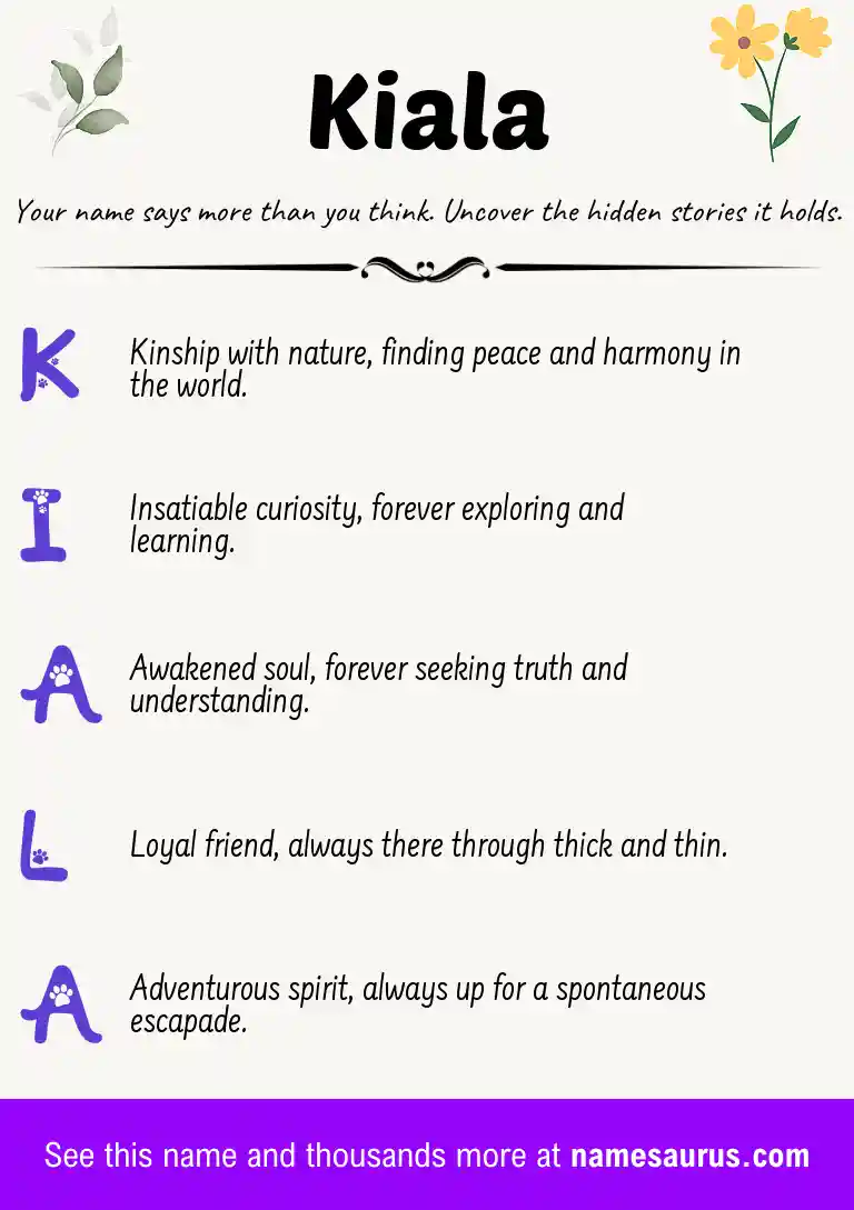 Acrostic poem about Kiala.