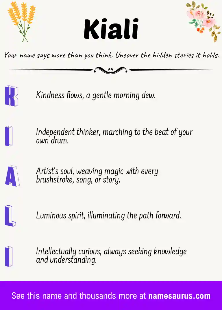 Acrostic poem about Kiali.