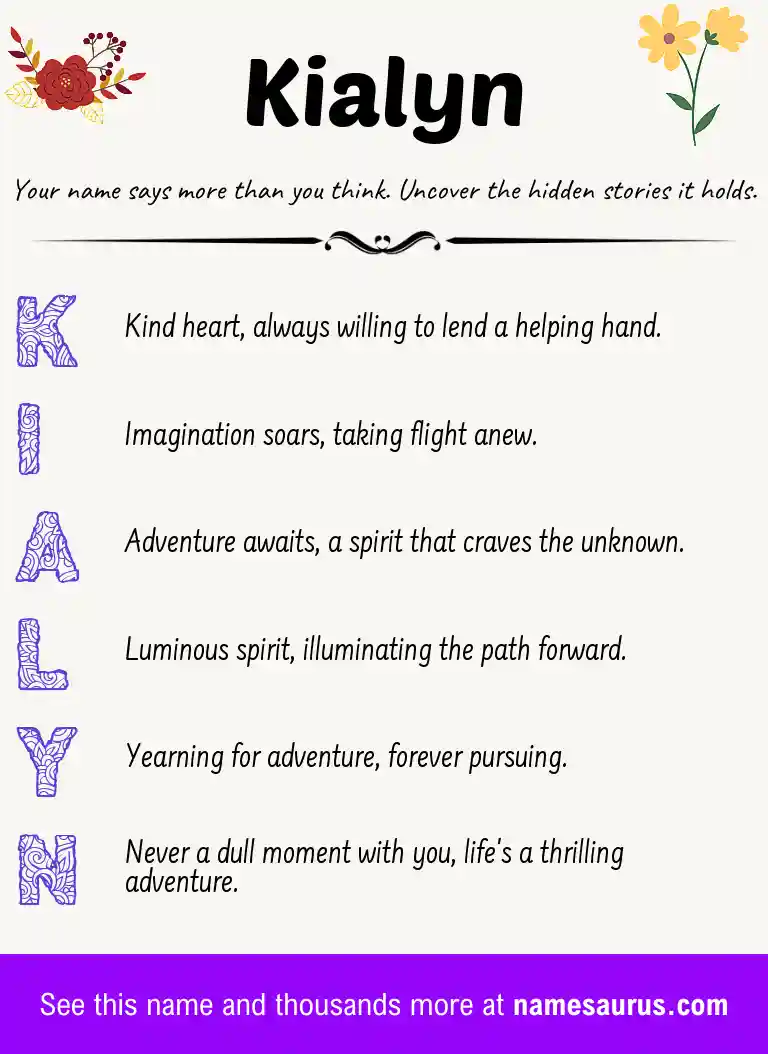 Acrostic poem about Kialyn.