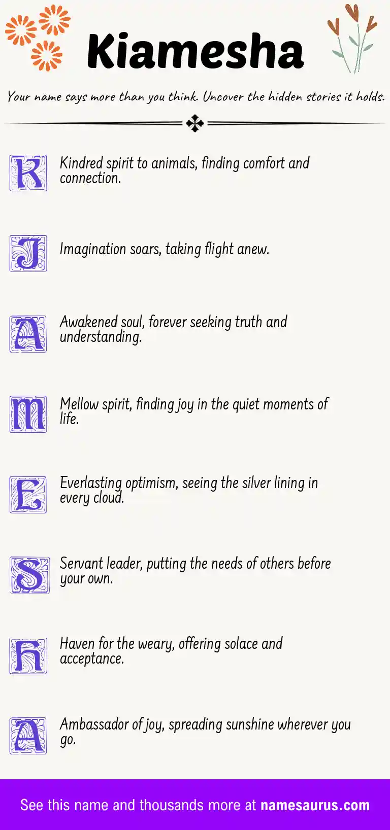 Acrostic poem about Kiamesha.