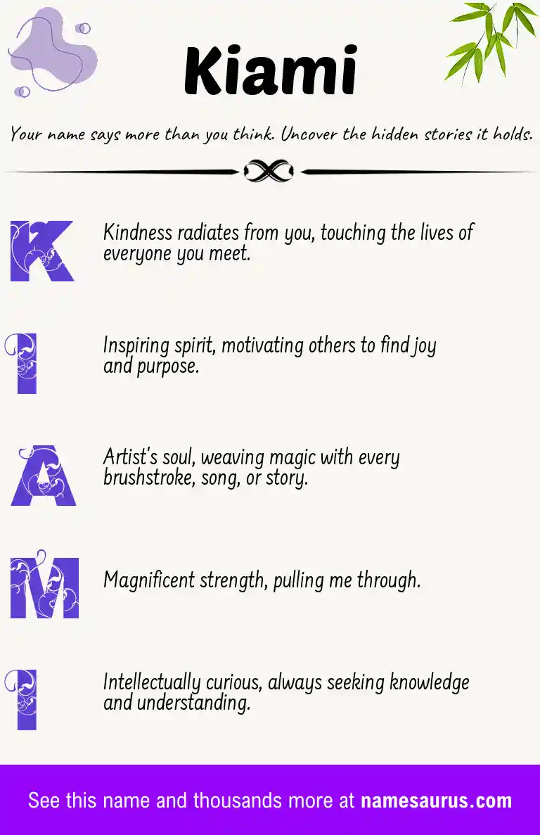 Acrostic poem about Kiami.