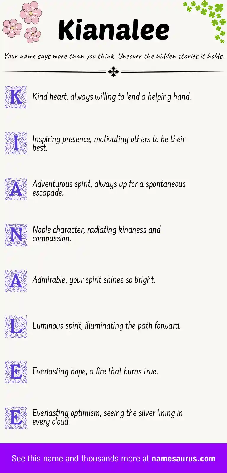 Acrostic poem about Kianalee.