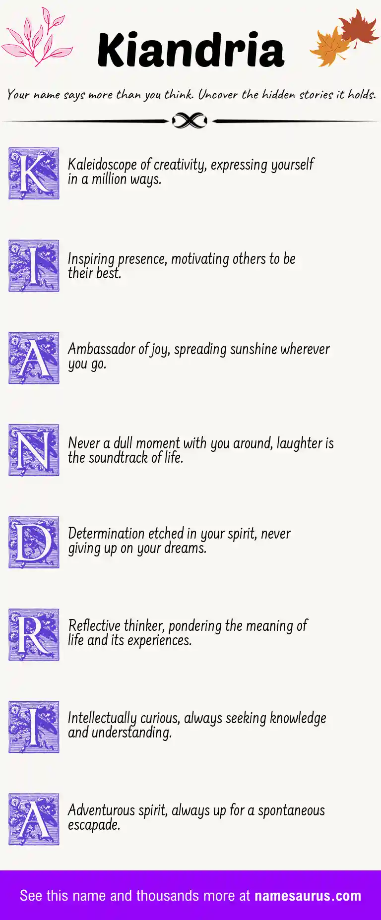 Acrostic poem about Kiandria.