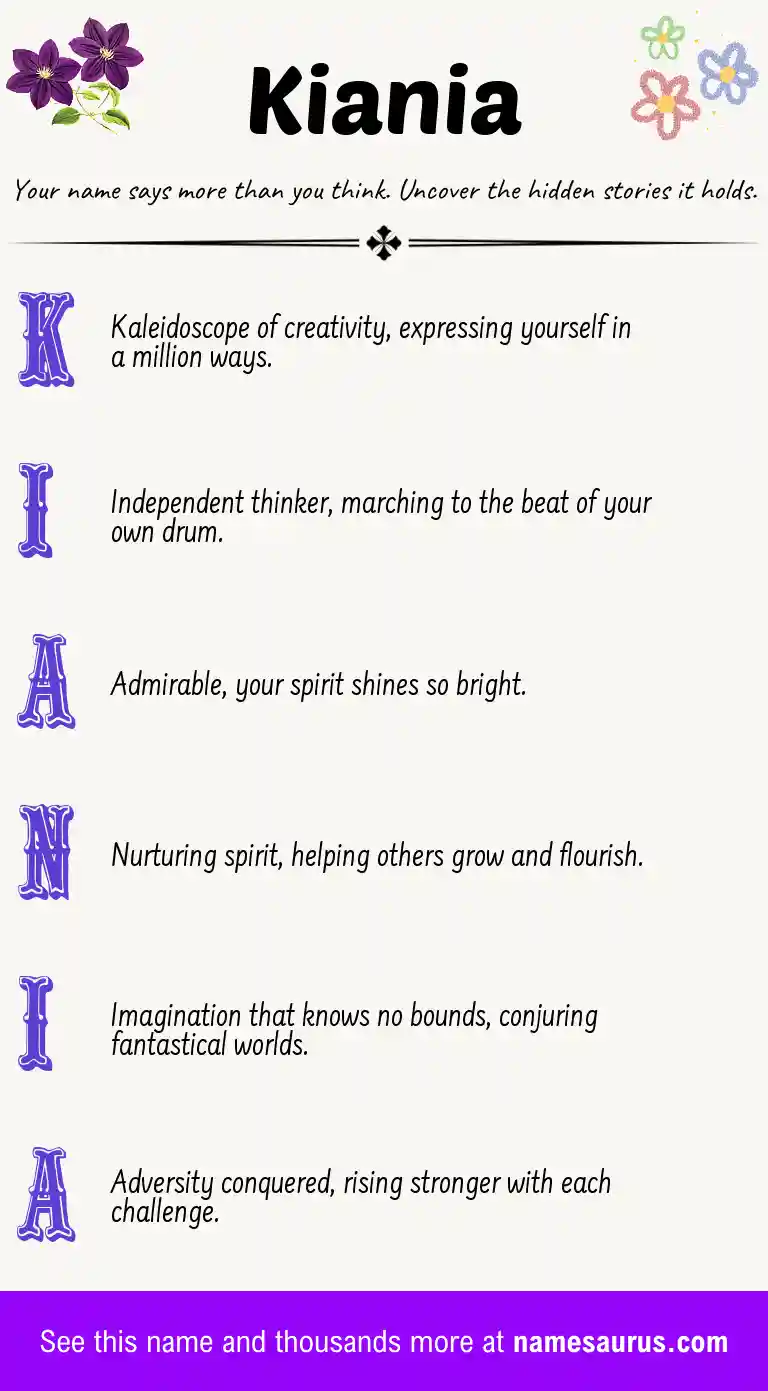 Acrostic poem about Kiania.
