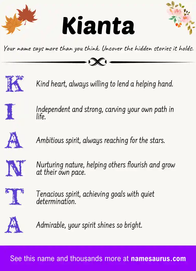 Acrostic poem about Kianta.