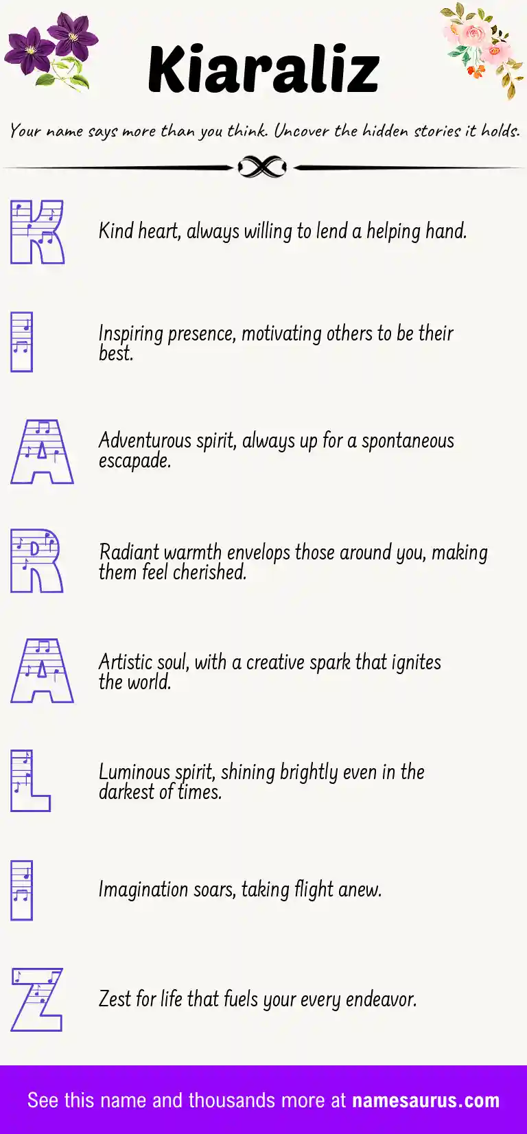 Acrostic poem about Kiaraliz.