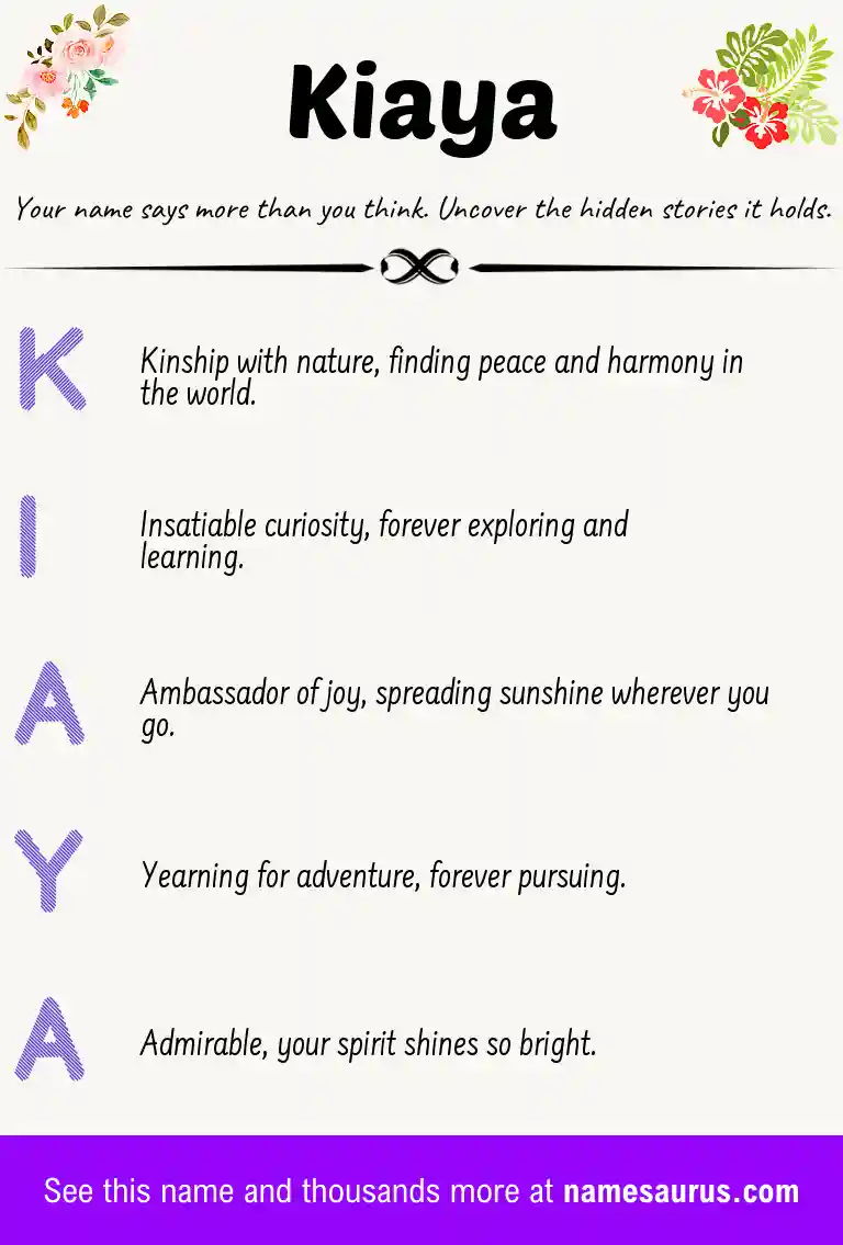 Acrostic poem about Kiaya.