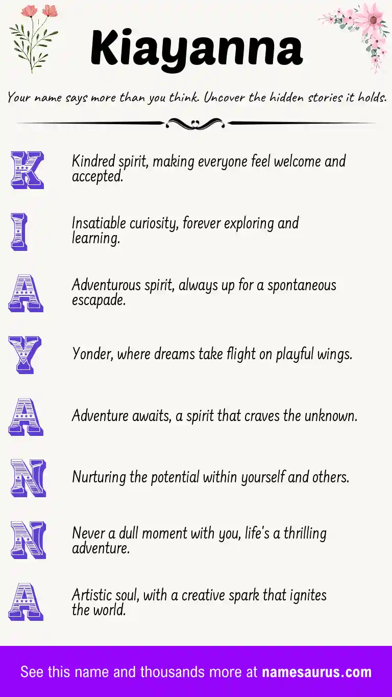 Acrostic poem about Kiayanna.
