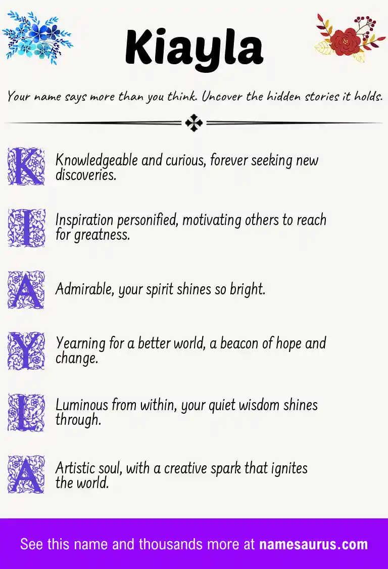 Acrostic poem about Kiayla.