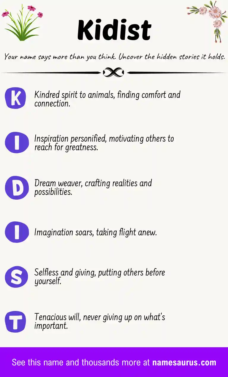 Acrostic poem about Kidist.