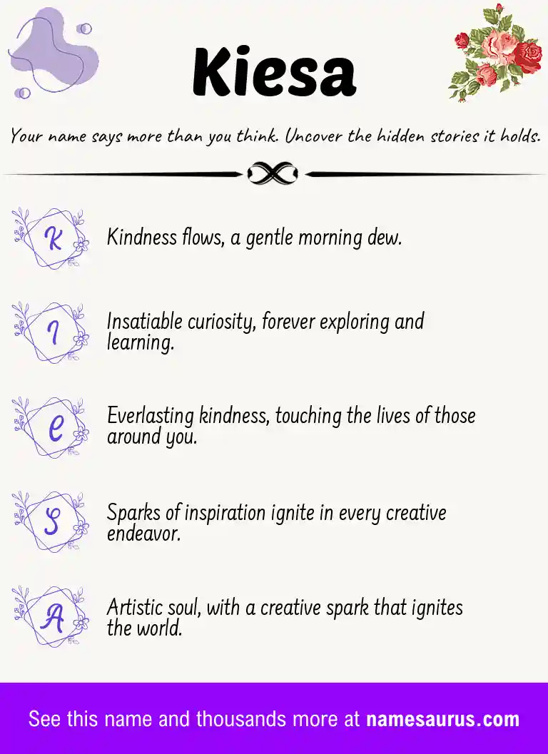 Acrostic poem about Kiesa.