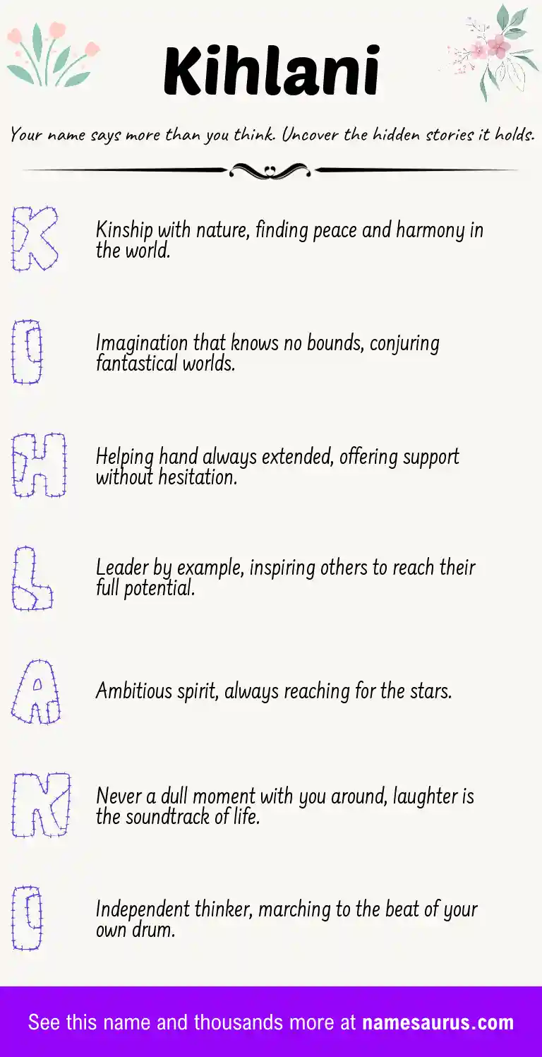 Acrostic poem about Kihlani.
