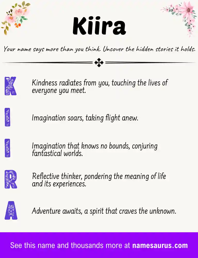 Acrostic poem about Kiira.