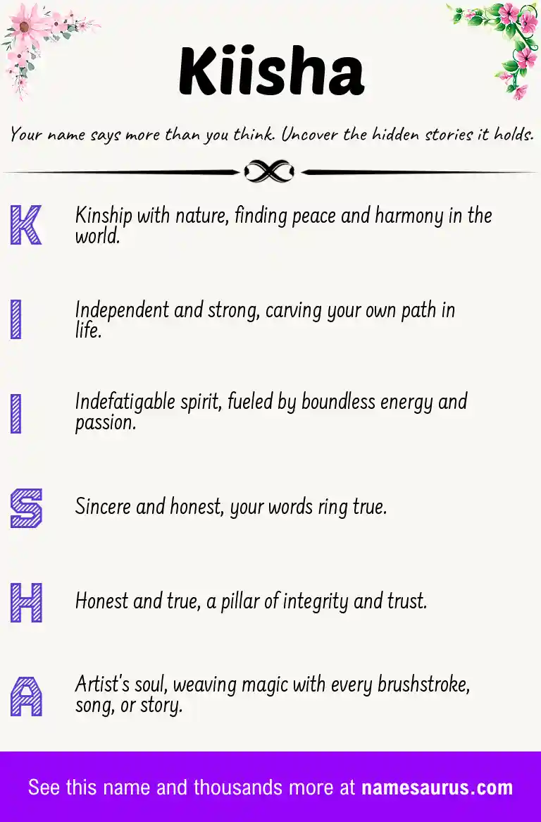 Acrostic poem about Kiisha.
