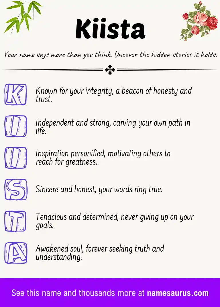 Acrostic poem about Kiista.