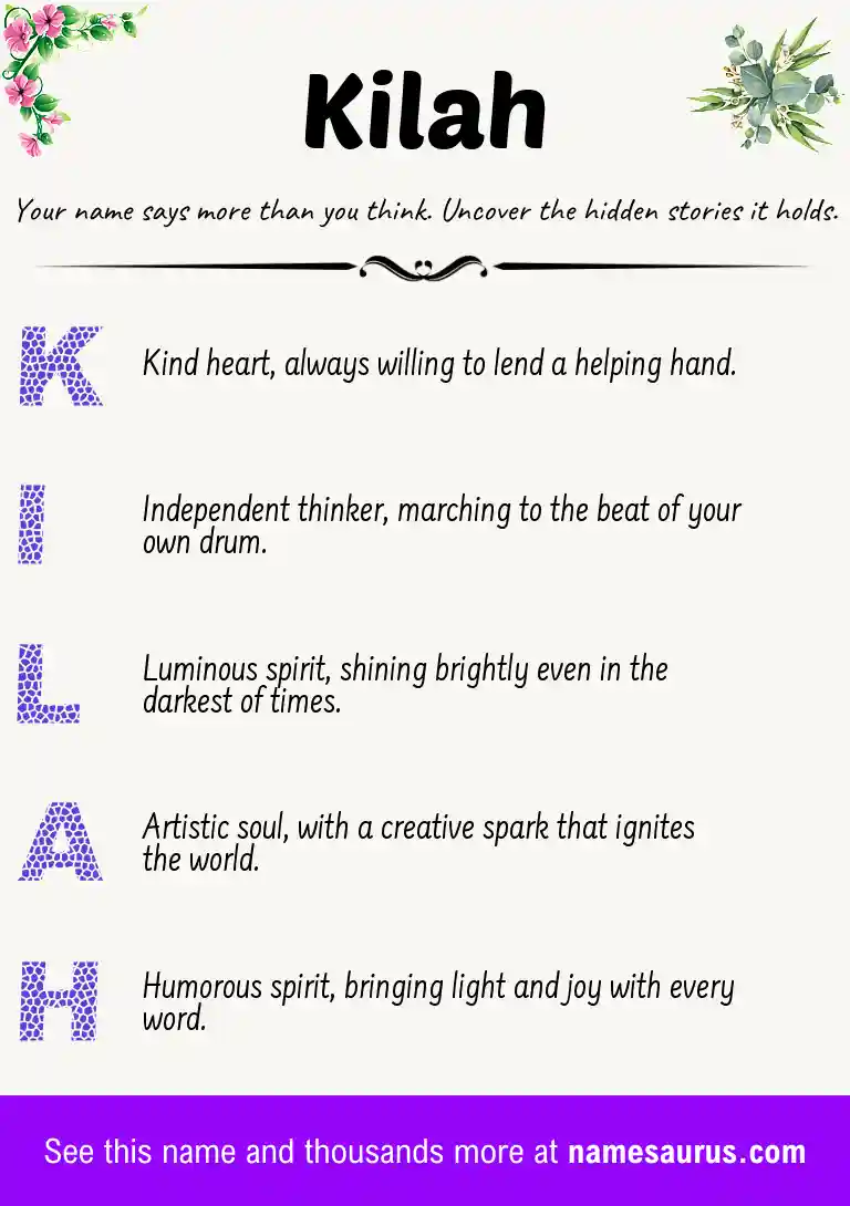 Acrostic poem about Kilah.