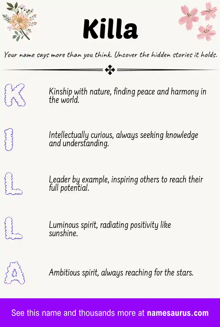 Acrostic poem about Killa.