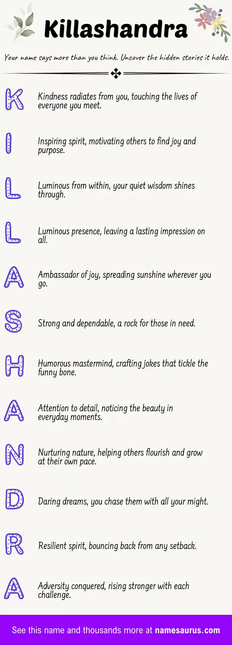 Acrostic poem about Killashandra.
