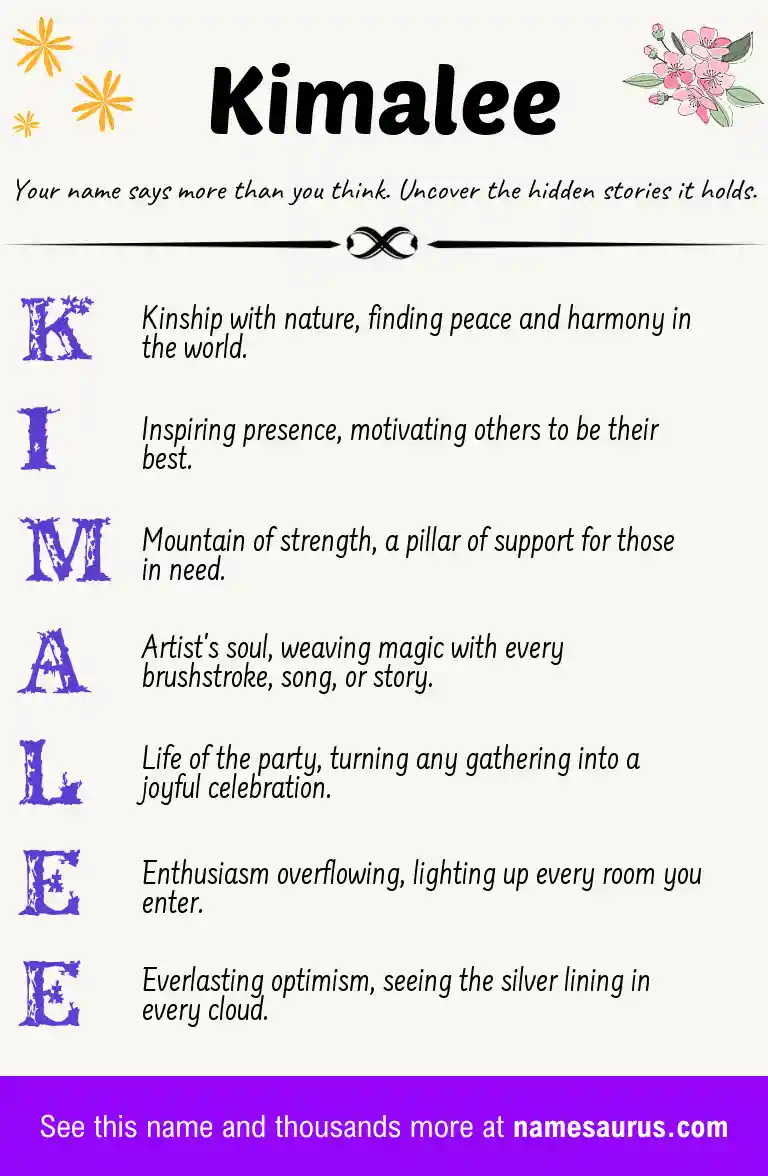 Acrostic poem about Kimalee.