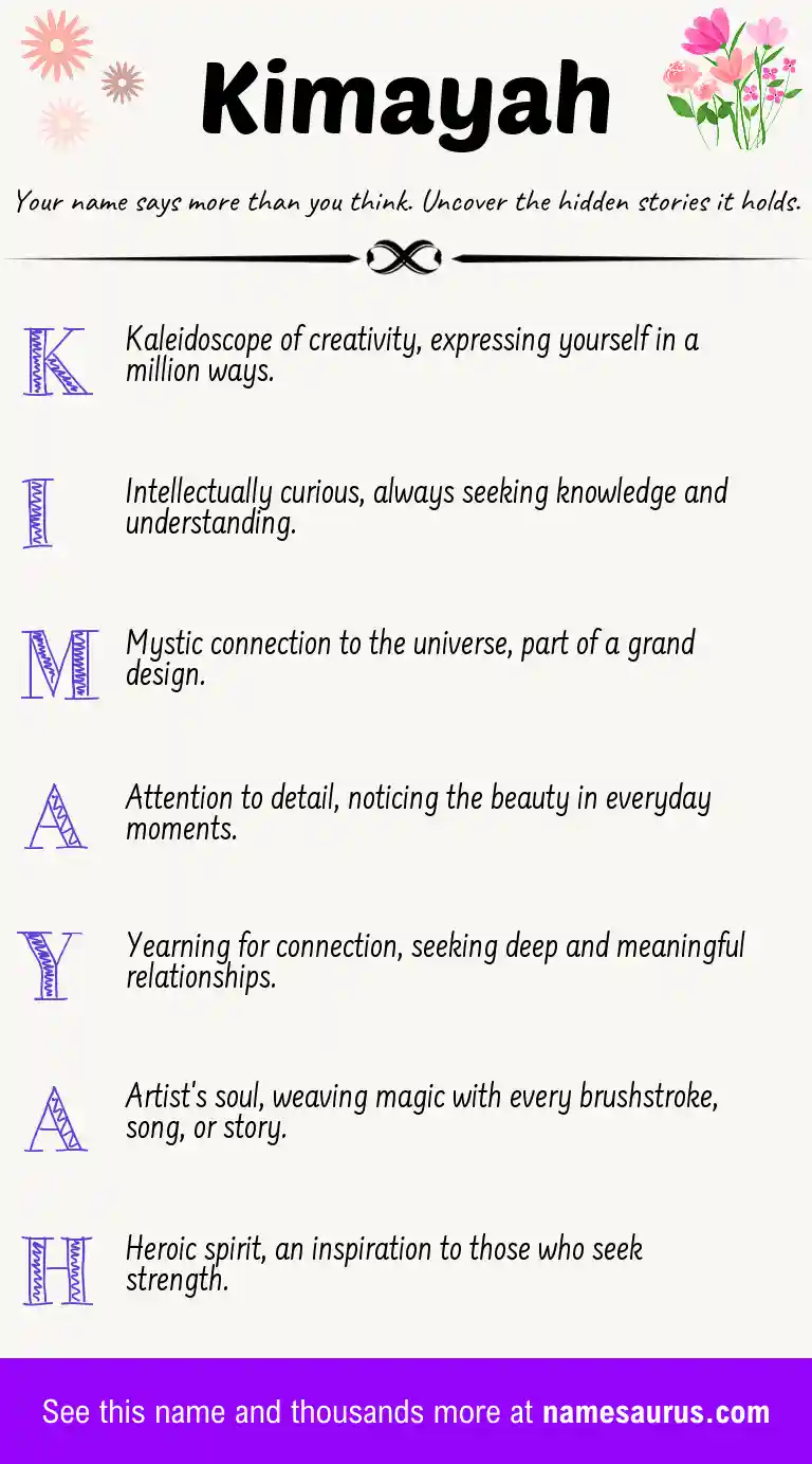 Acrostic poem about Kimayah.