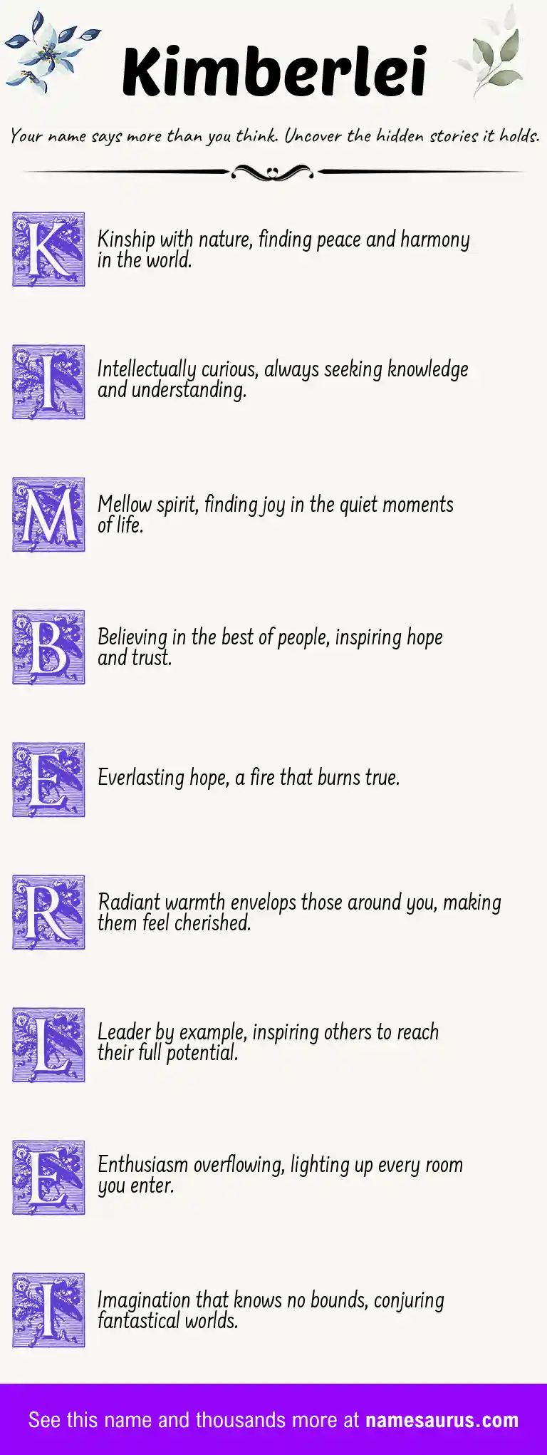 Acrostic poem about Kimberlei.