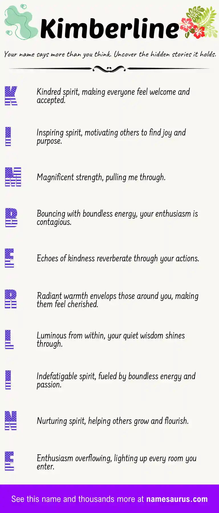 Acrostic poem about Kimberline.