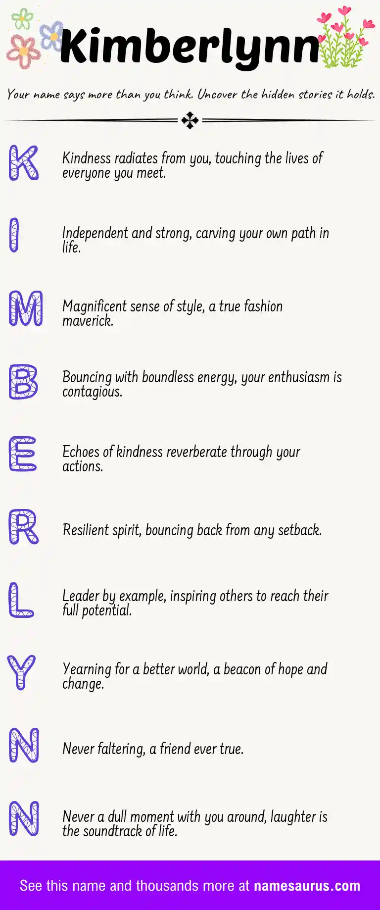 Acrostic poem about Kimberlynn.