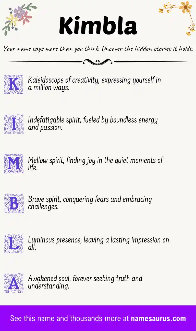 Acrostic poem about Kimbla.