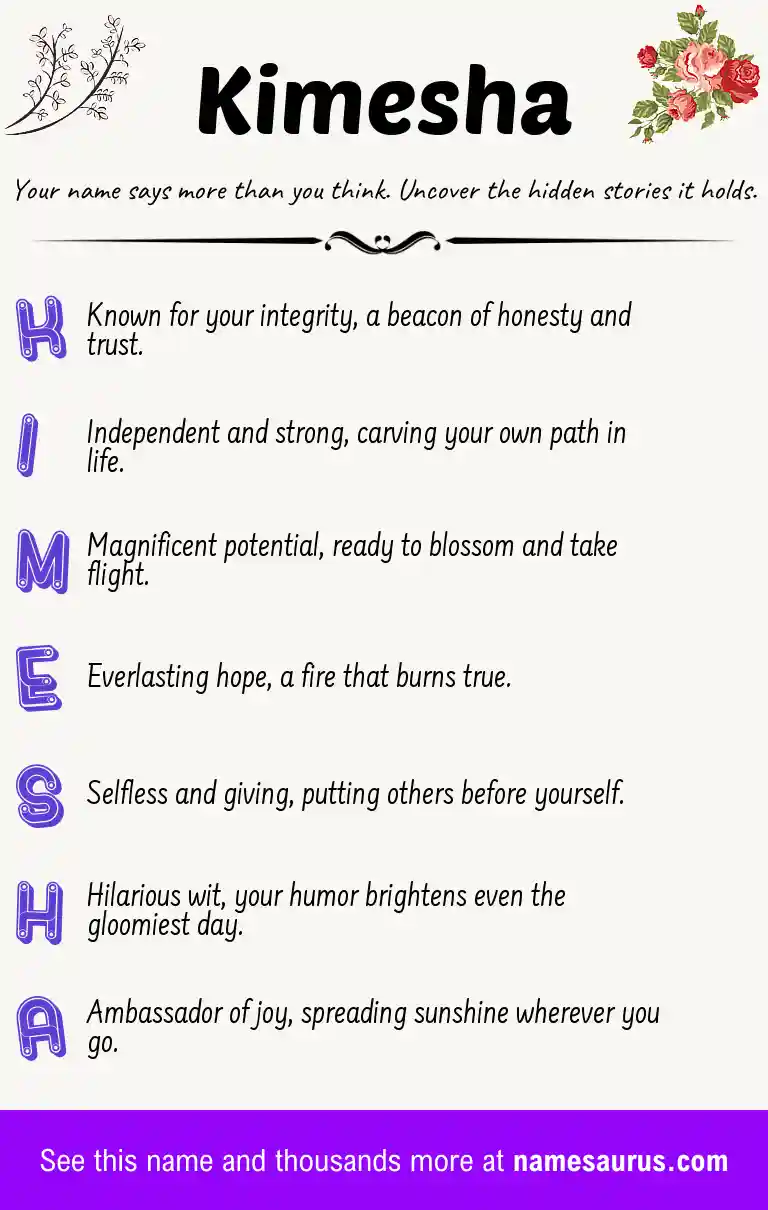 Acrostic poem about Kimesha.