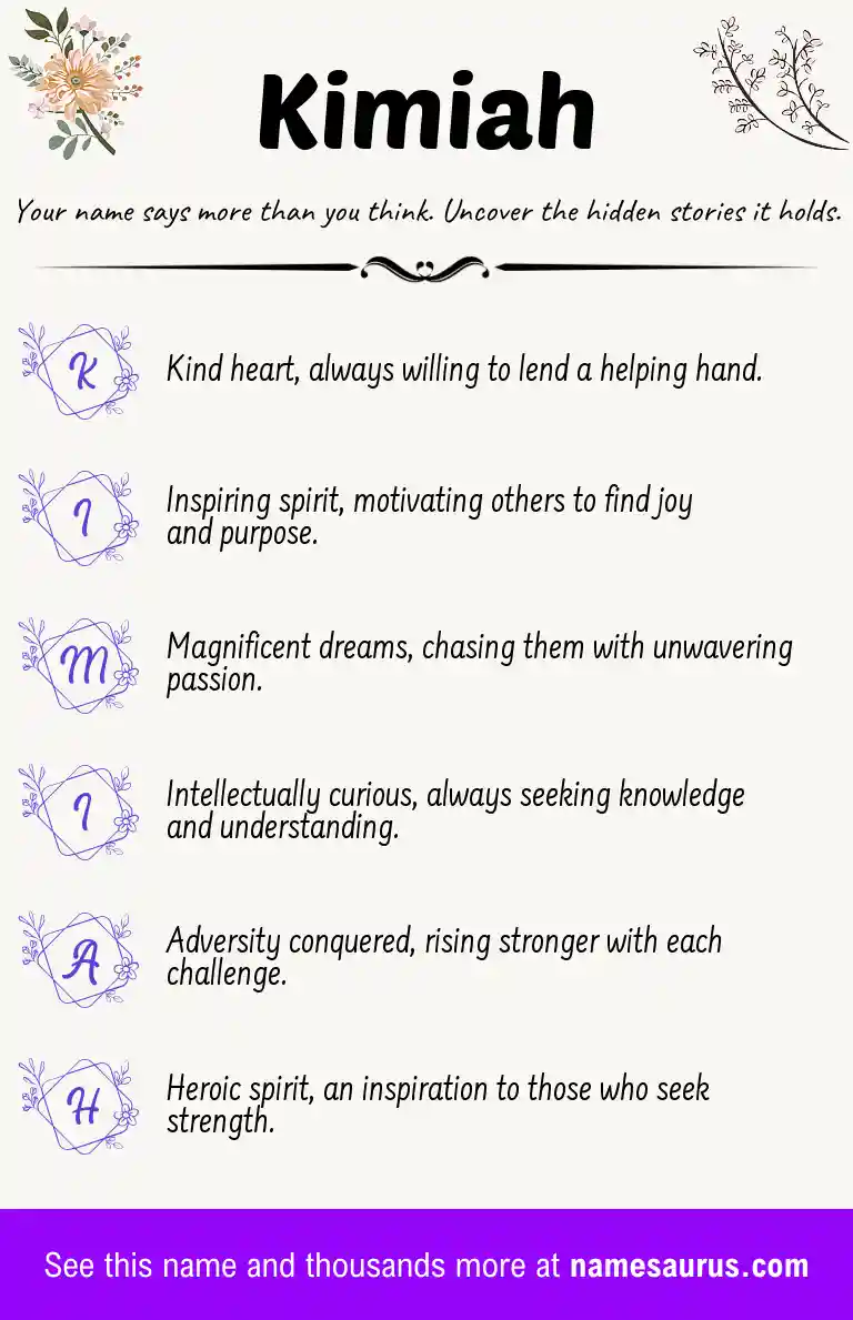 Acrostic poem about Kimiah.