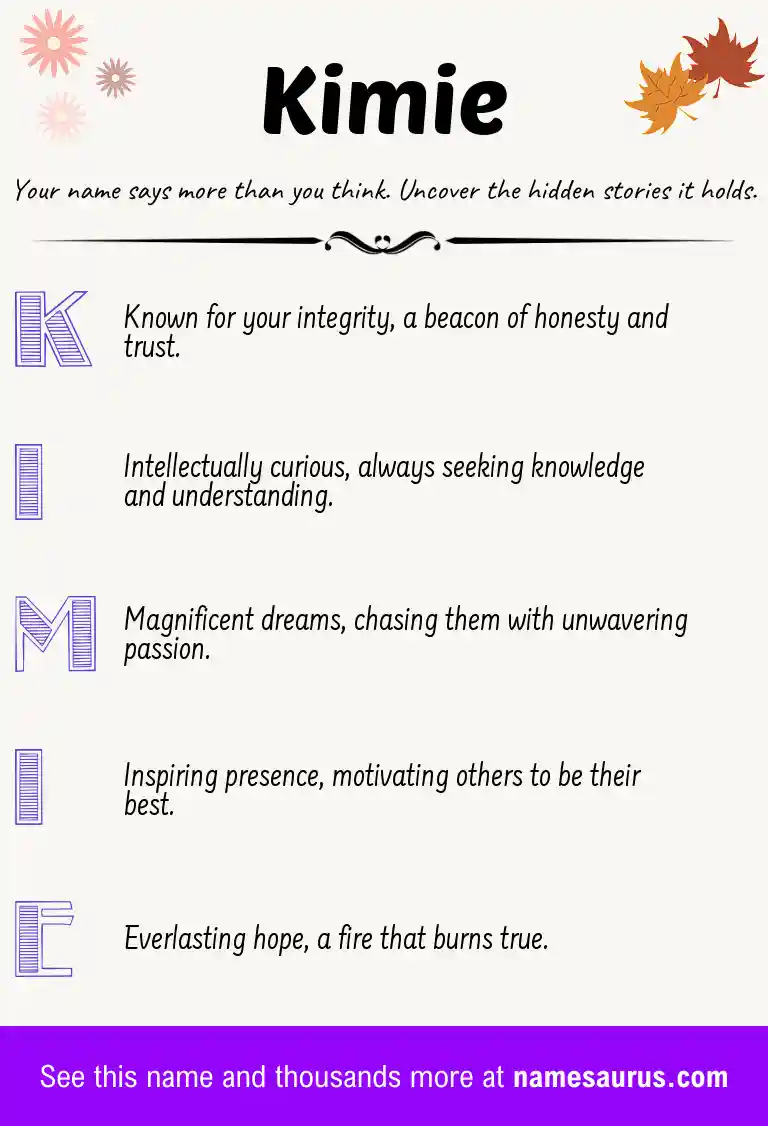 Acrostic poem about Kimie.