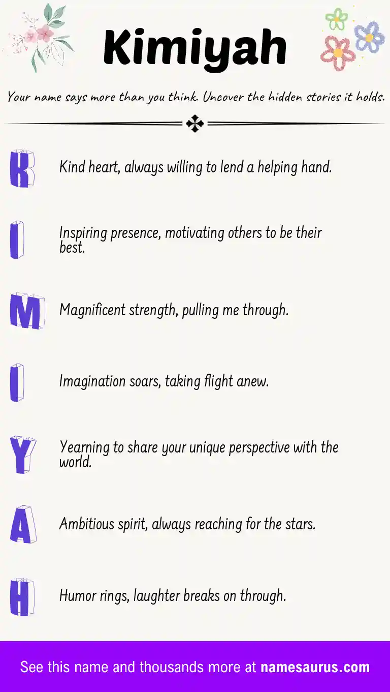 Acrostic poem about Kimiyah.