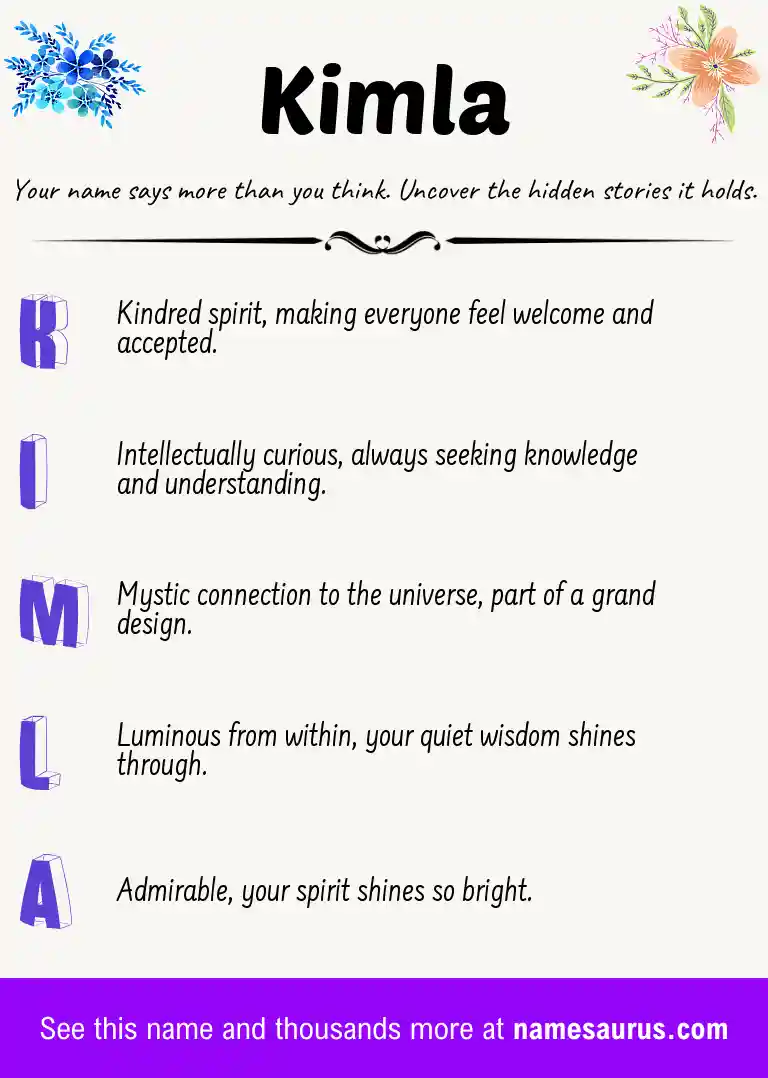 Acrostic poem about Kimla.