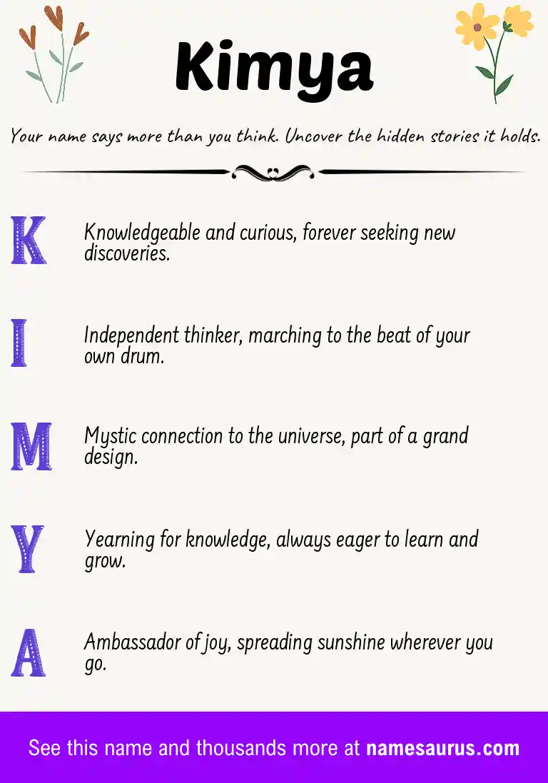 Acrostic poem about Kimya.
