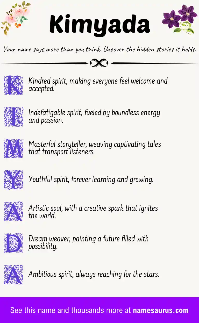 Acrostic poem about Kimyada.