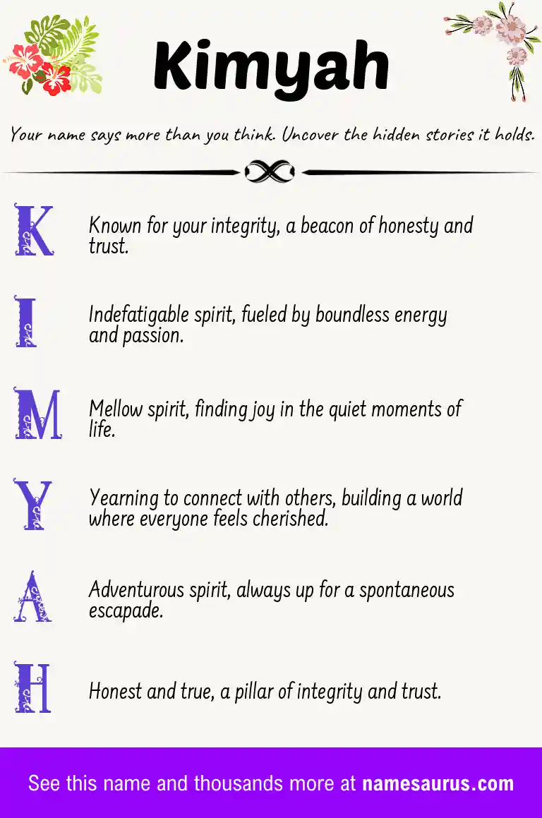 Acrostic poem about Kimyah.