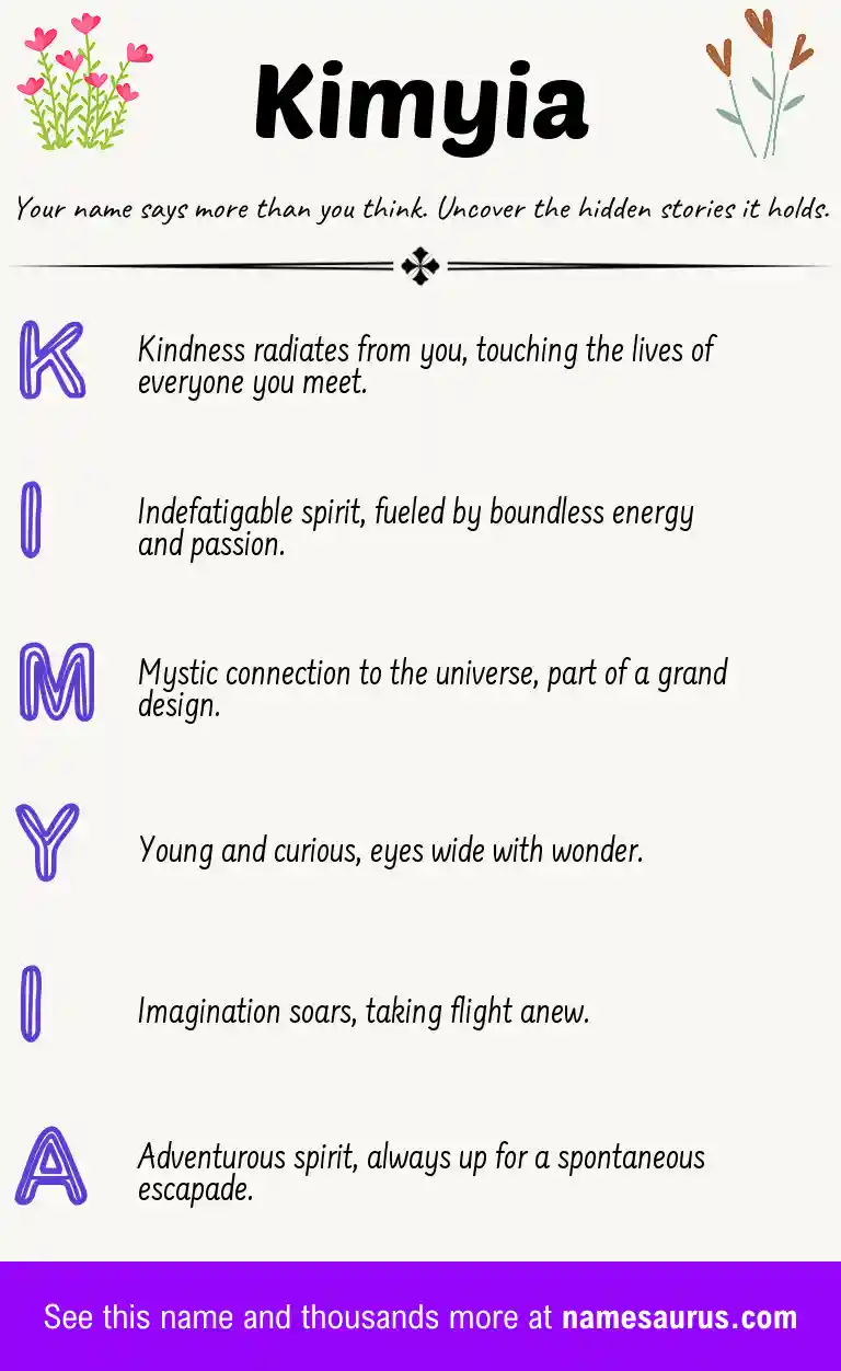 Acrostic poem about Kimyia.