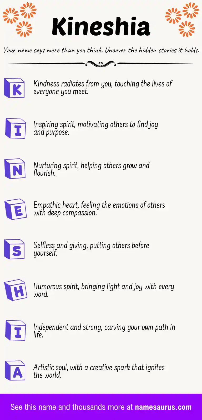 Acrostic poem about Kineshia.