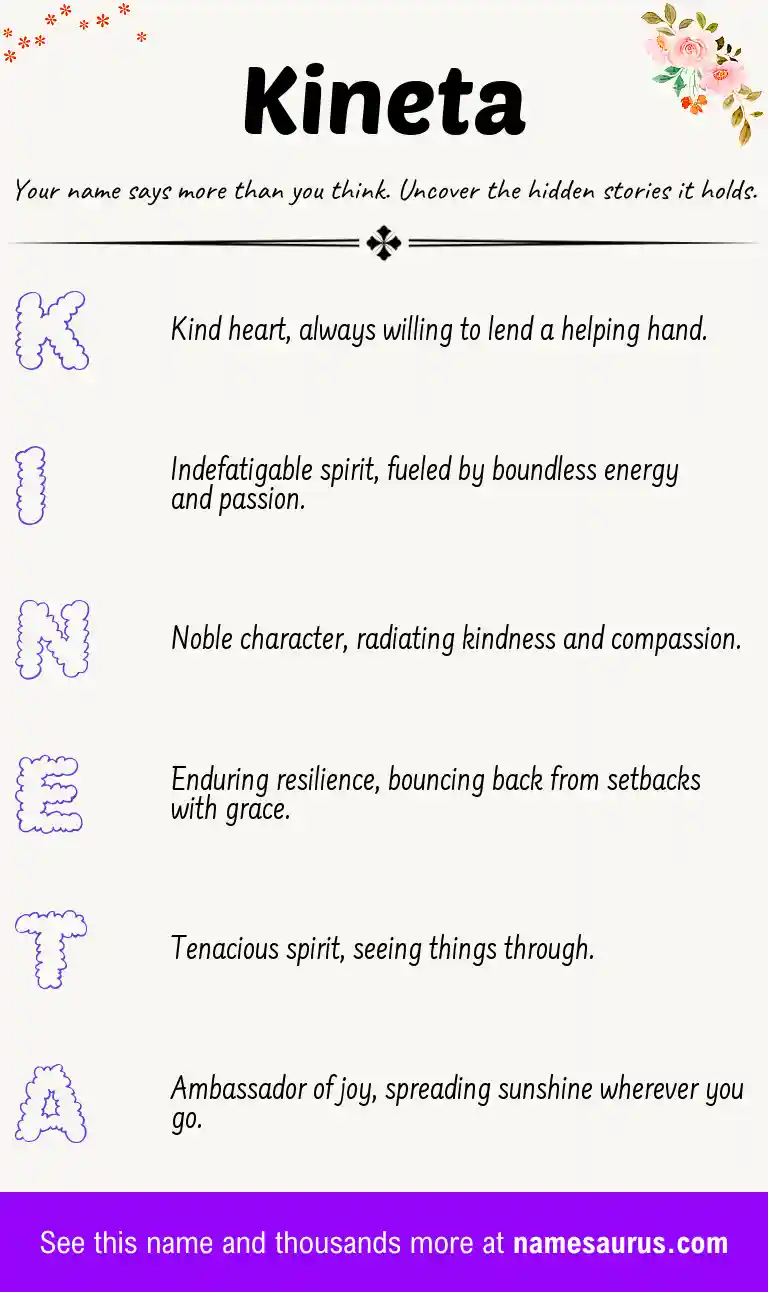 Acrostic poem about Kineta.